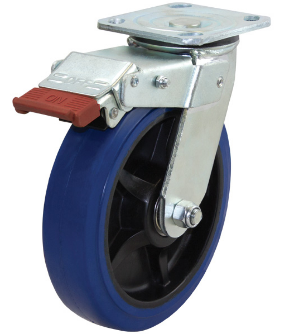 Picture of 200mm Rebound Rubber Wheel w/- Brakes 250kg Capacity Castor (S8832SLB)