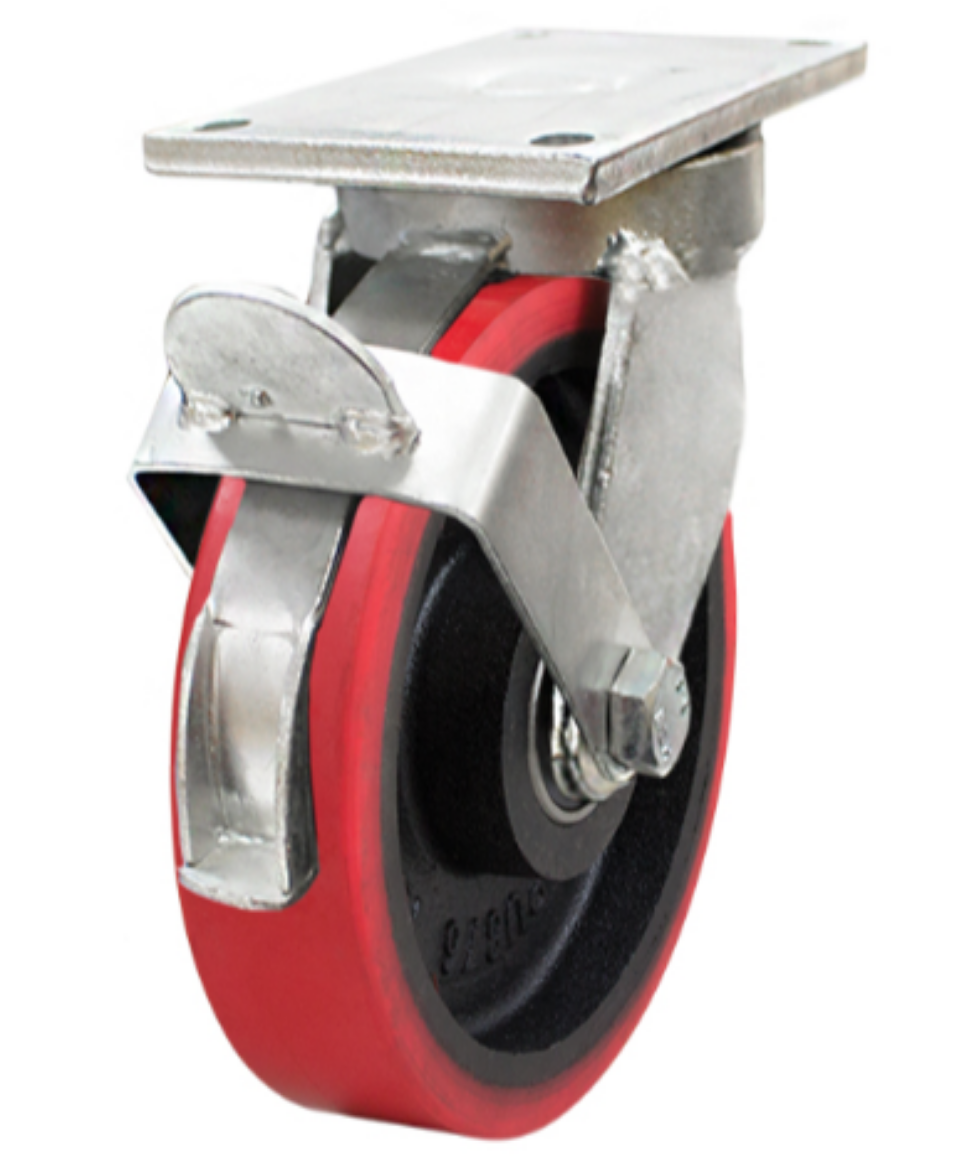 Picture of 250MM POLY CI  SWIVEL RED BRAKE CASTOR (S1019B)