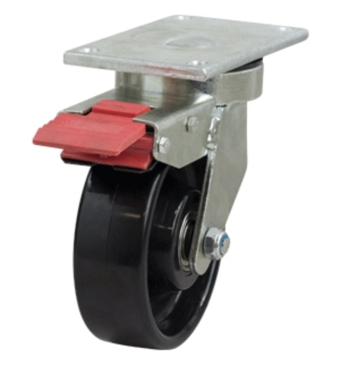 Picture of 150MM CAST IRON PLN BRG BLK SWIVEL WITH BRAKE 400KG EA (S6010SLB)
