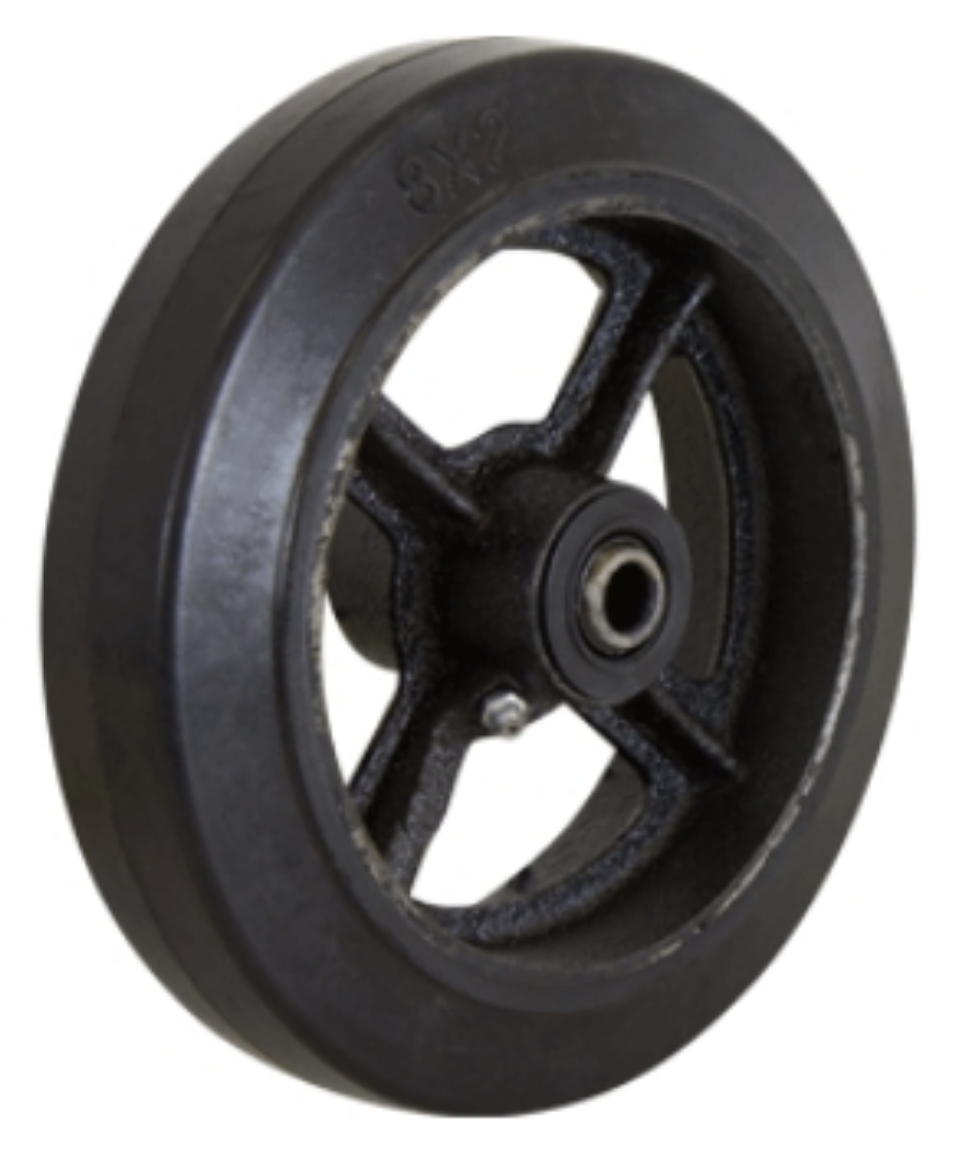 Picture of 200MM RUBBER TYRED CAST IRON 3/4" AXLE  ROLLER BRG (225KG EA) -BLACK  WHEEL (RT8847-75RB