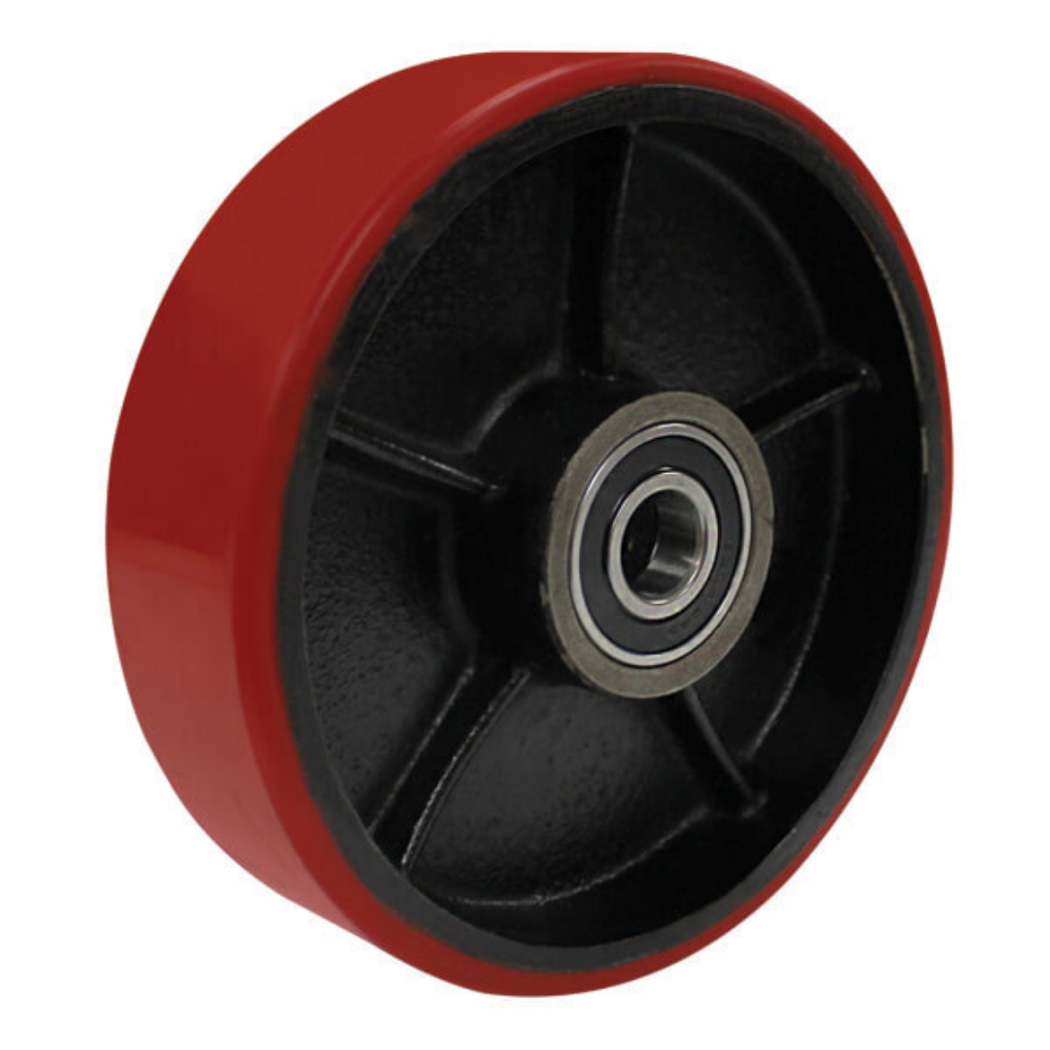 Picture of 180mm Polyurethane Tyred Cast Iron Wheel | 20mm Axle Diameter (PU736-M20)
