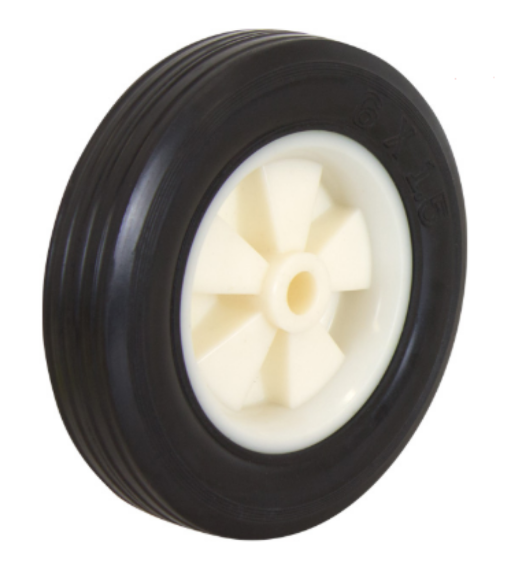 Picture of 150MM RUBBER TYRED NYLON WHEEL 1/2 AXLE (35KG) (RN6661-50PL)