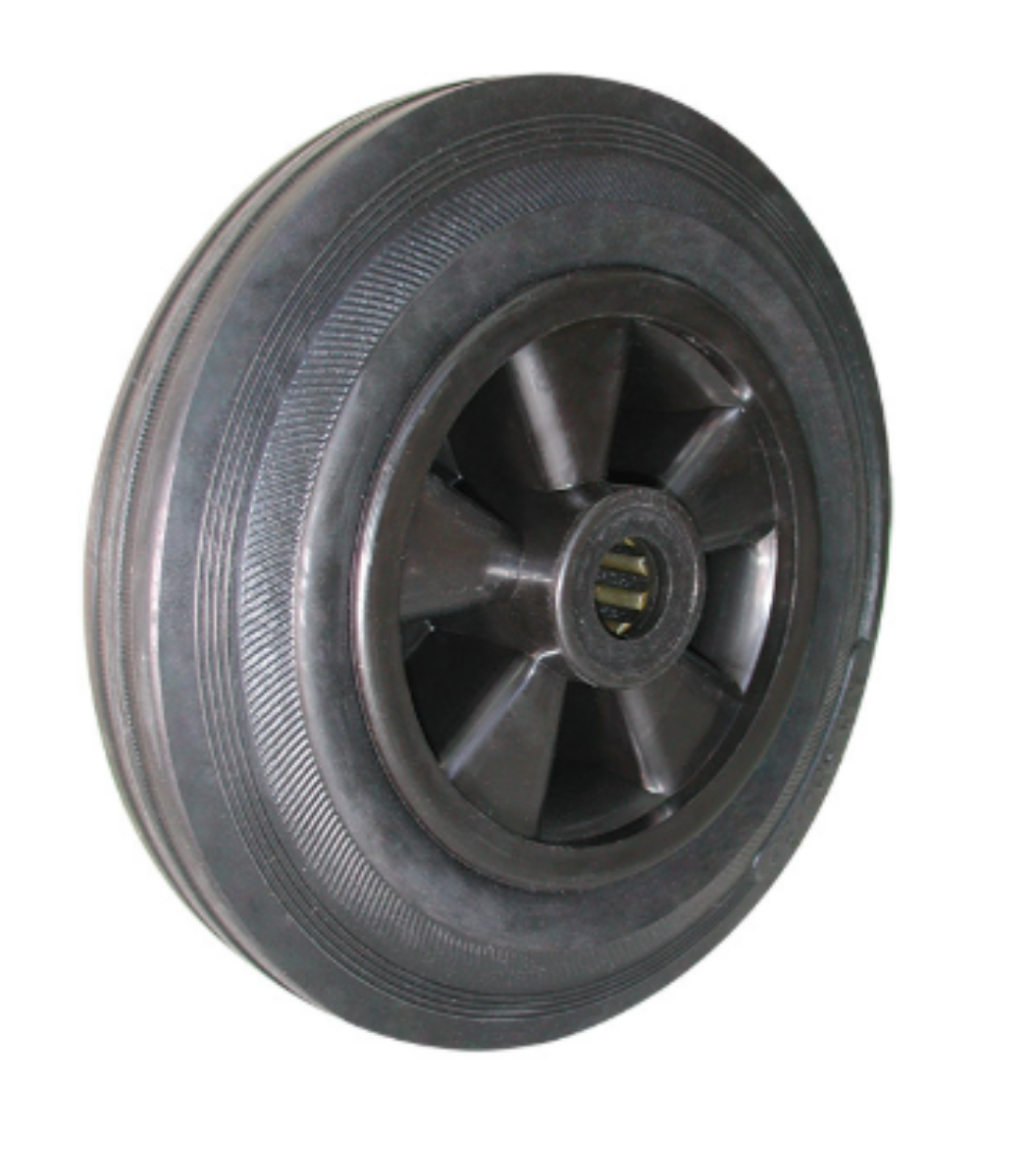 Picture of 200mm Rubber Tyred Nylon Centred Wheel | 20mm Axle Diameter (RN8875-M20RB)