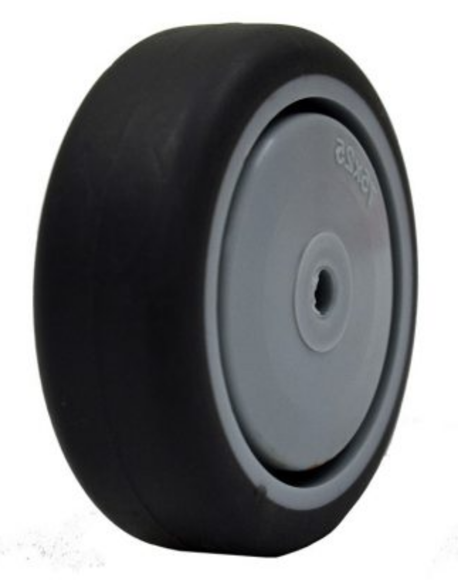Picture of 75MM RUBBER WHEEL 25MM THICK 1/4" AXLE (100KG) (IR3301-25)