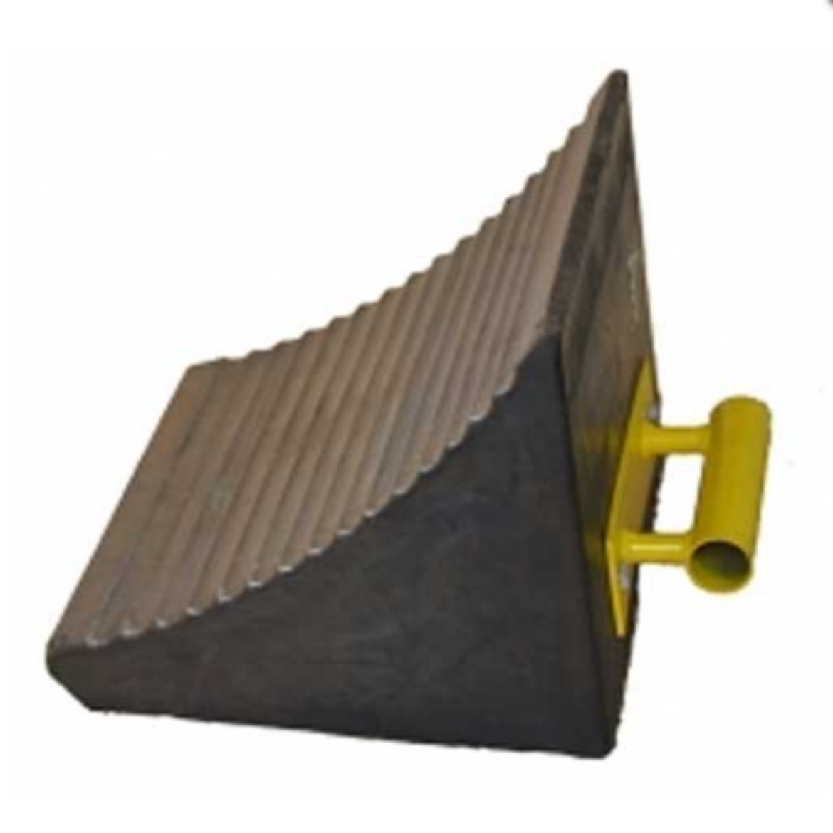 Picture of Jumbo Half Moon Style Rubber Wheel Chock W/Tube Handle (L) 300mm x (W) 255mm x (H) 300mm
Suit large Tyres