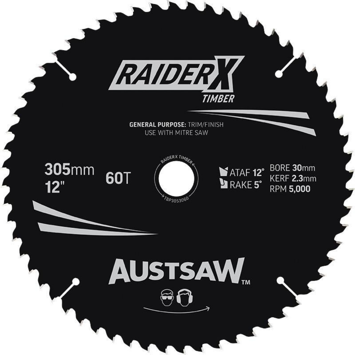 Picture of Austsaw RaiderX Timber Blade 305mm x 30 Bore x 25.4mm Bush 60 T Thin Kerf