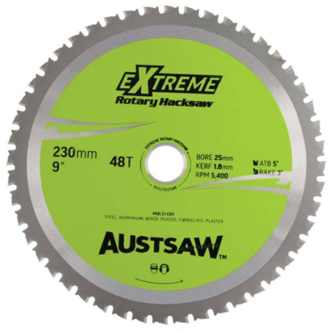 Picture of Austsaw Rotary Hacksaw Blade - Multi Purpose 9" 230 x25 x 48 Teeth  Maximum Speed 5400 RPM