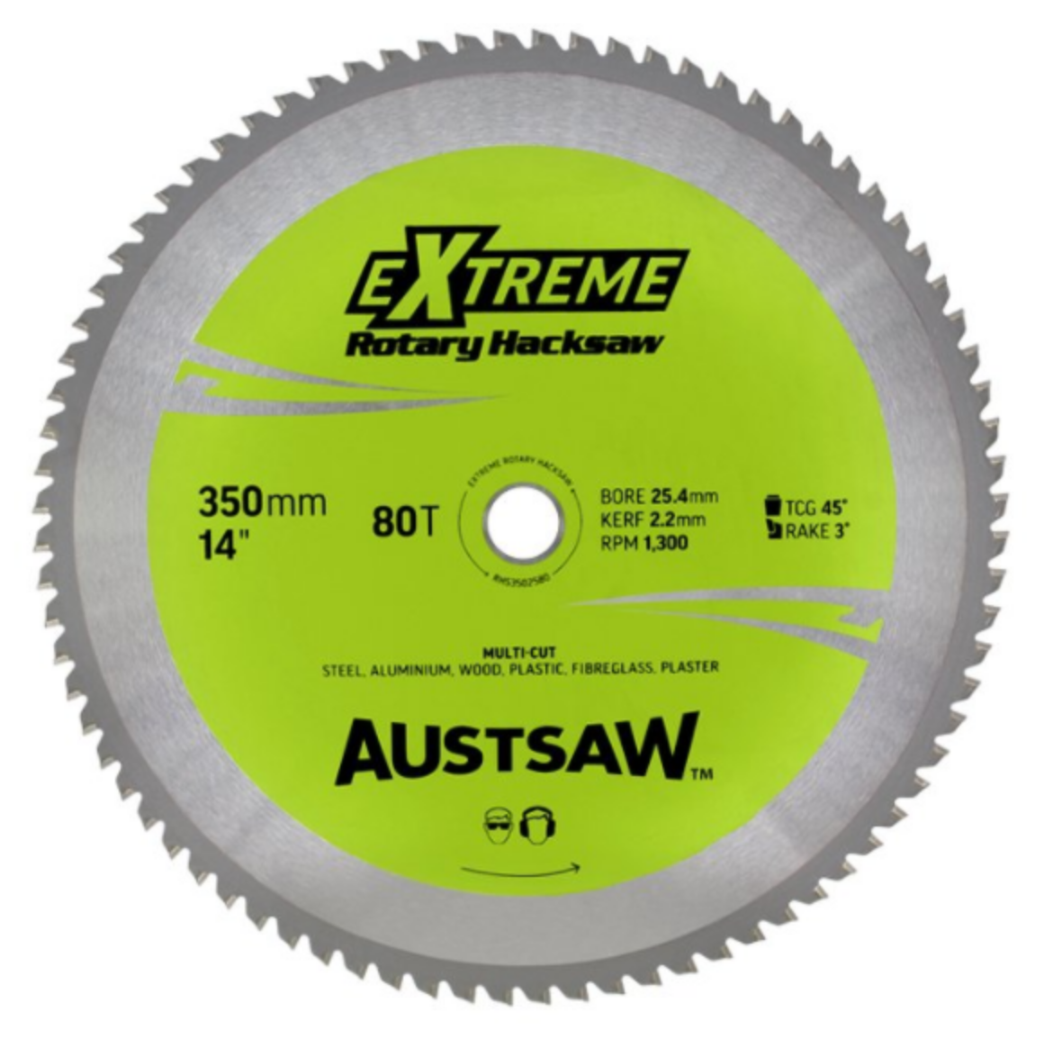 Picture of Austsaw Rotary Hacksaw Blade - Multi Purpose 14" 350 x 25.4 x 80 Teeth (TITANIUM CARBIDE TEETH)