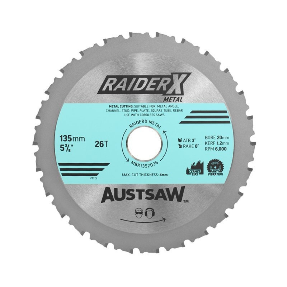 Picture of Austsaw RaiderX Metal Blade 135mm x 20 x 26T