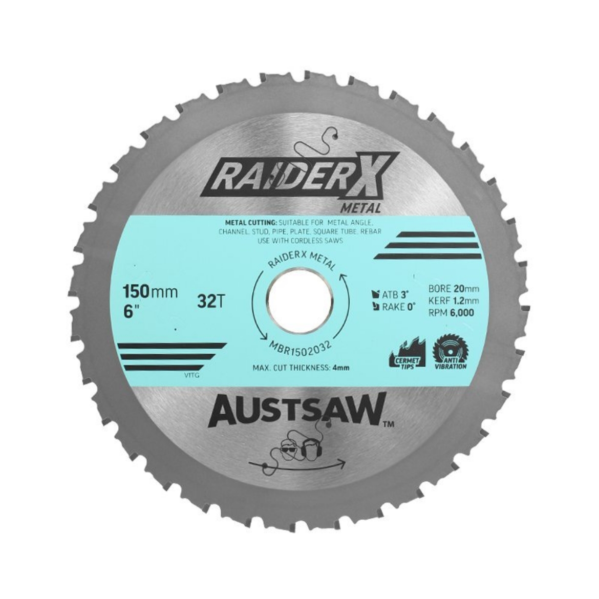 Picture of Austsaw RaiderX Metal Blade 150mm x 20 x 32T
