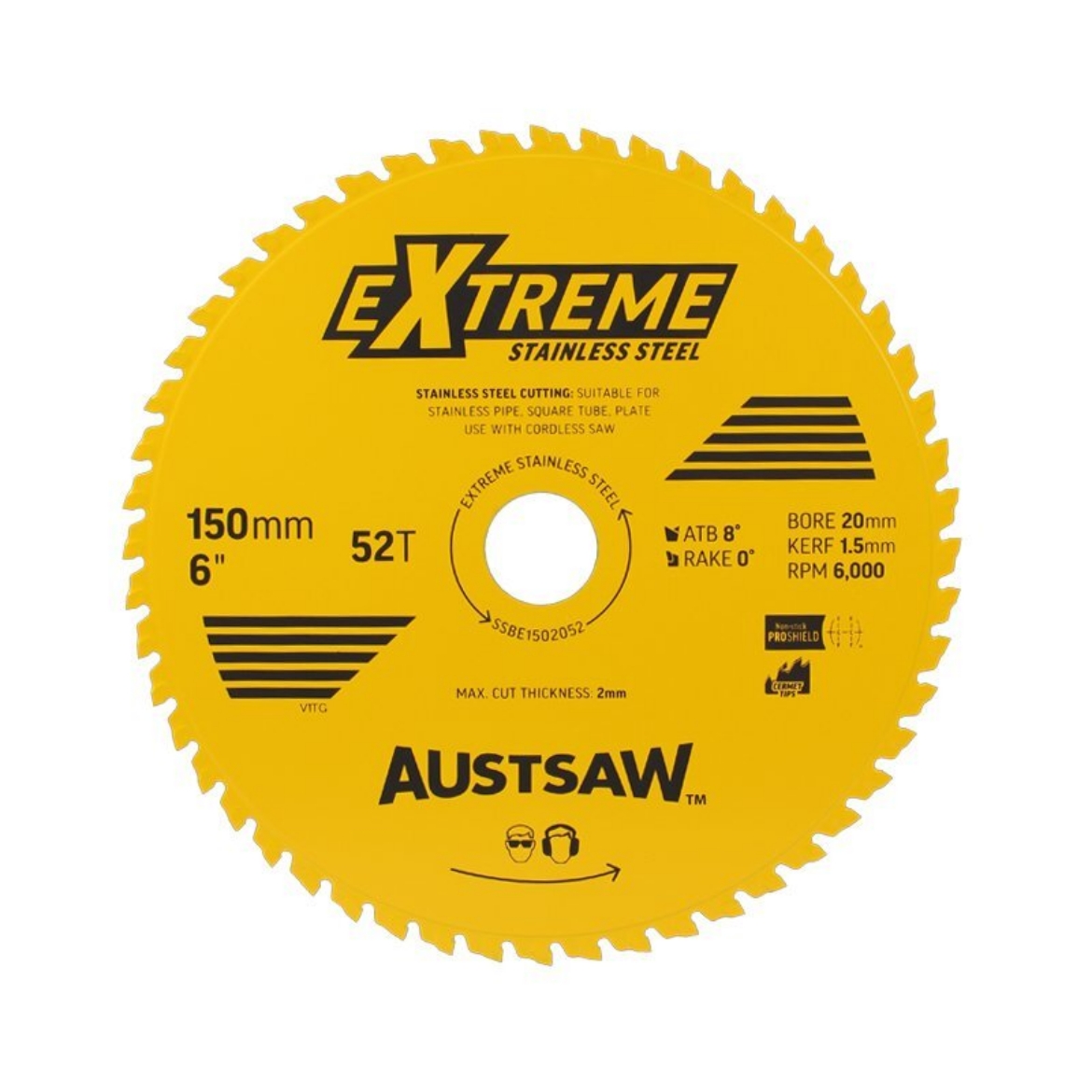 Picture of Austsaw Extreme Stainless Steel Blade 150mm x 20 x 52T