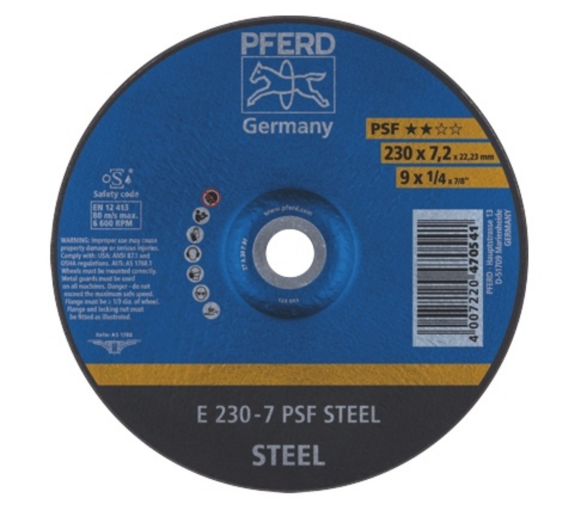 Picture of PFERD 9"/230MM GRINDING WHEEL GP DEPRESSED CENTRE E230-7 PSF STEEL