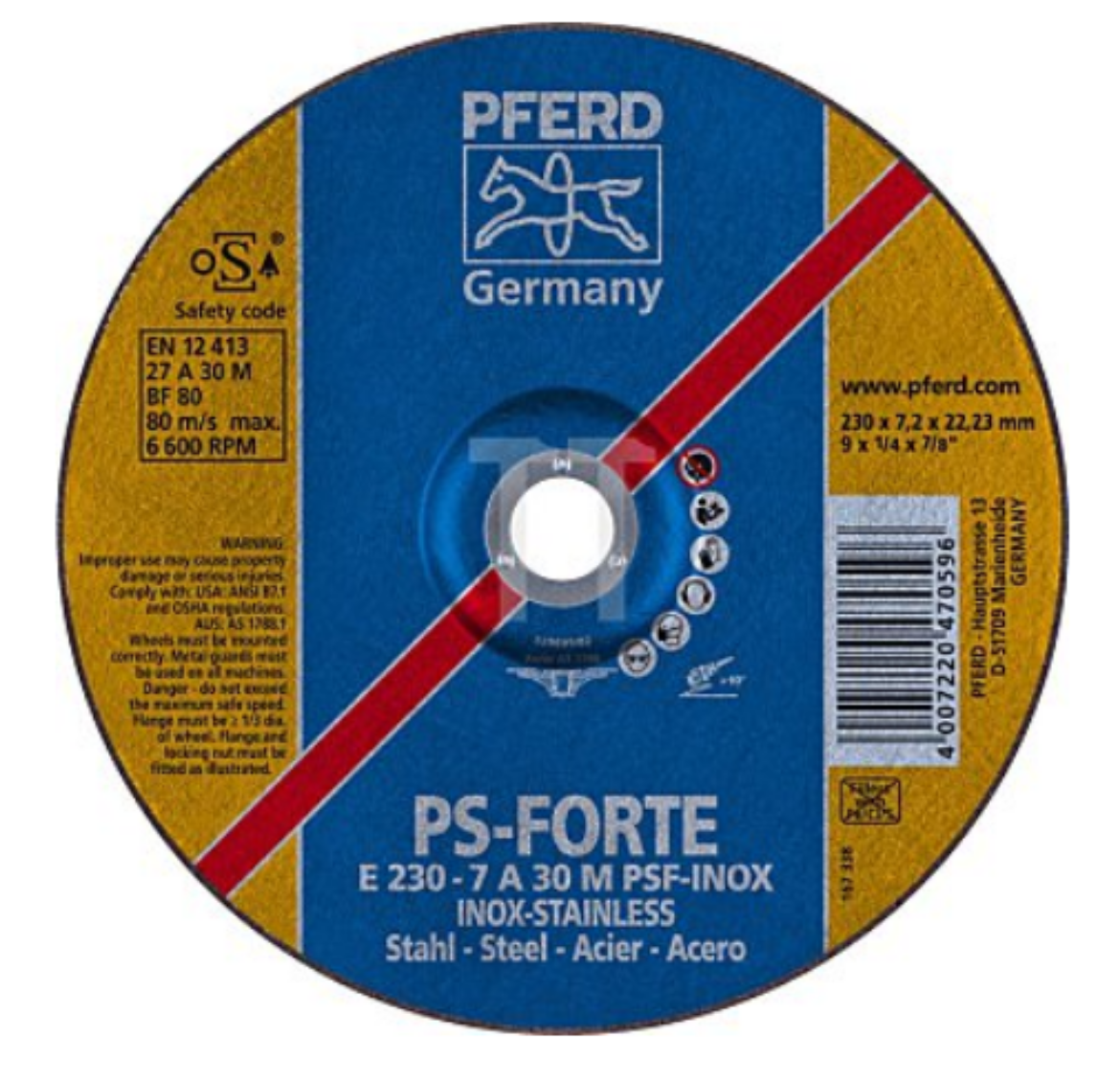 Picture of PFERD 9" GRINDING WHEEL E2307A30MPSFINOX