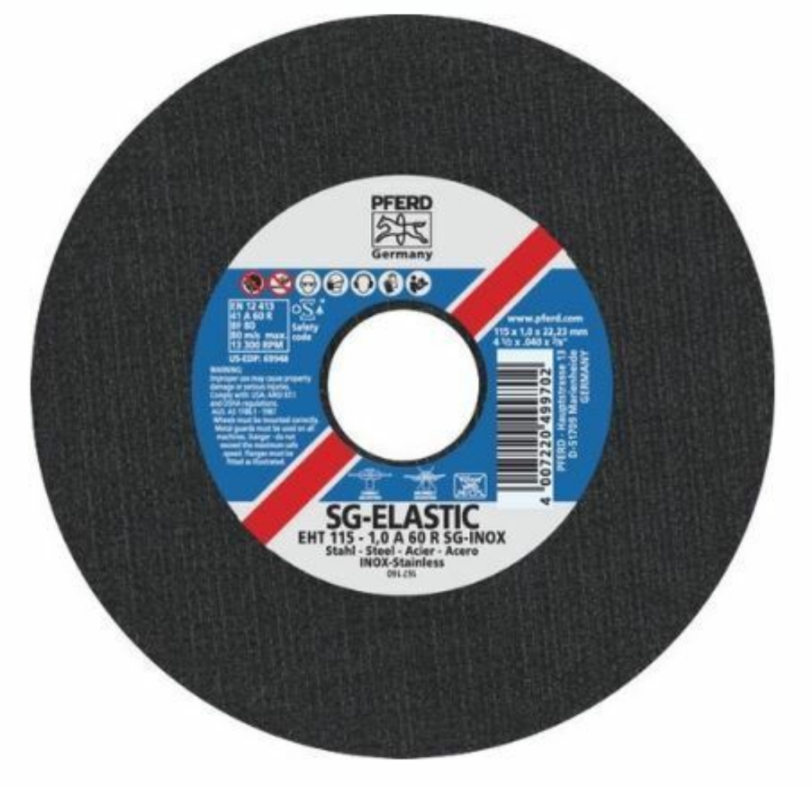 Picture of PFERD 4-1/2"(115MM)X1MM CUT-OFF WHEEL INOX STAINLESS STEEL EHT115-1.0A60RSGINOX