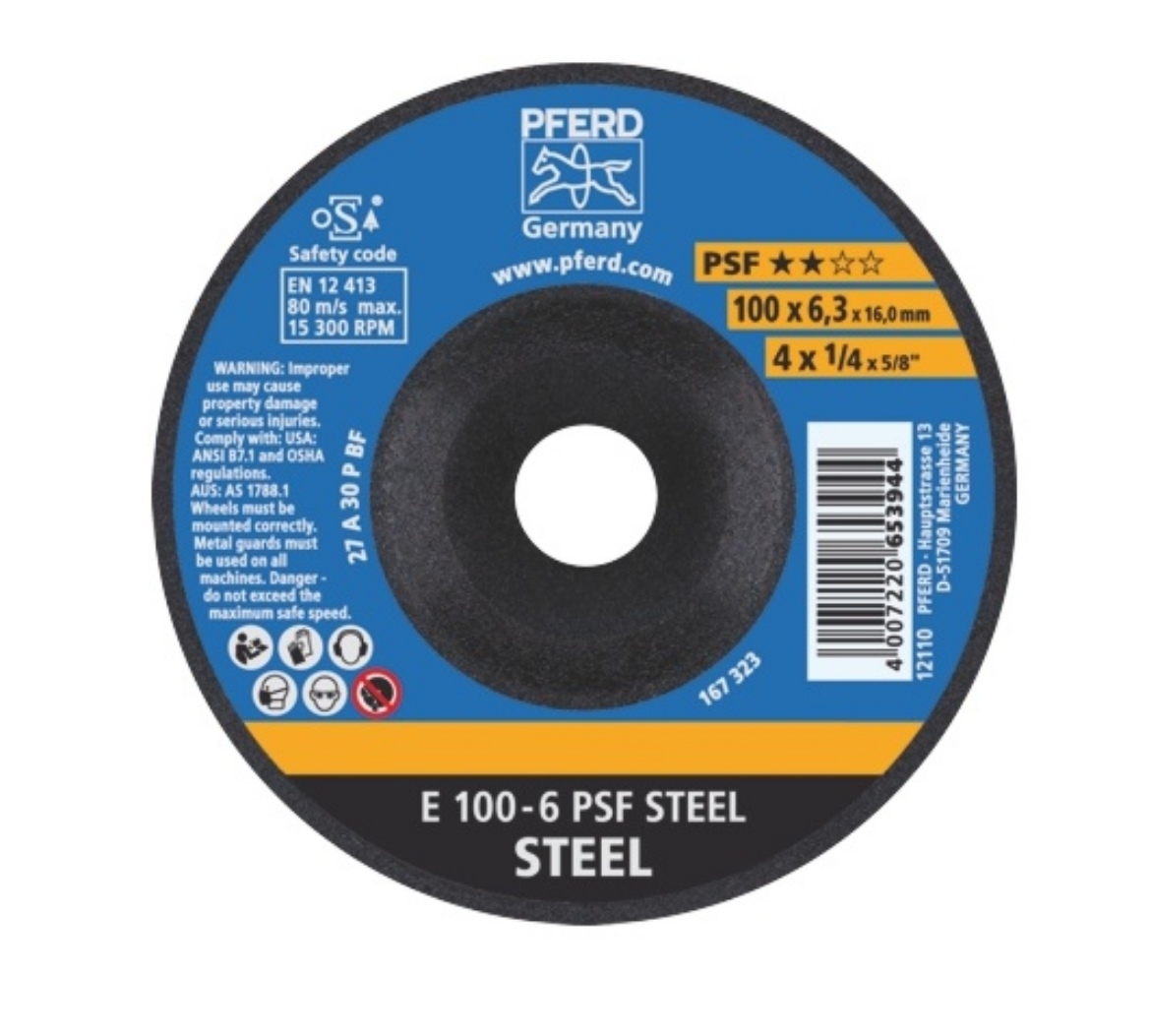 Picture of PFERD 4"/100MM GRINDING WHEEL E100-6 PSF STEEL