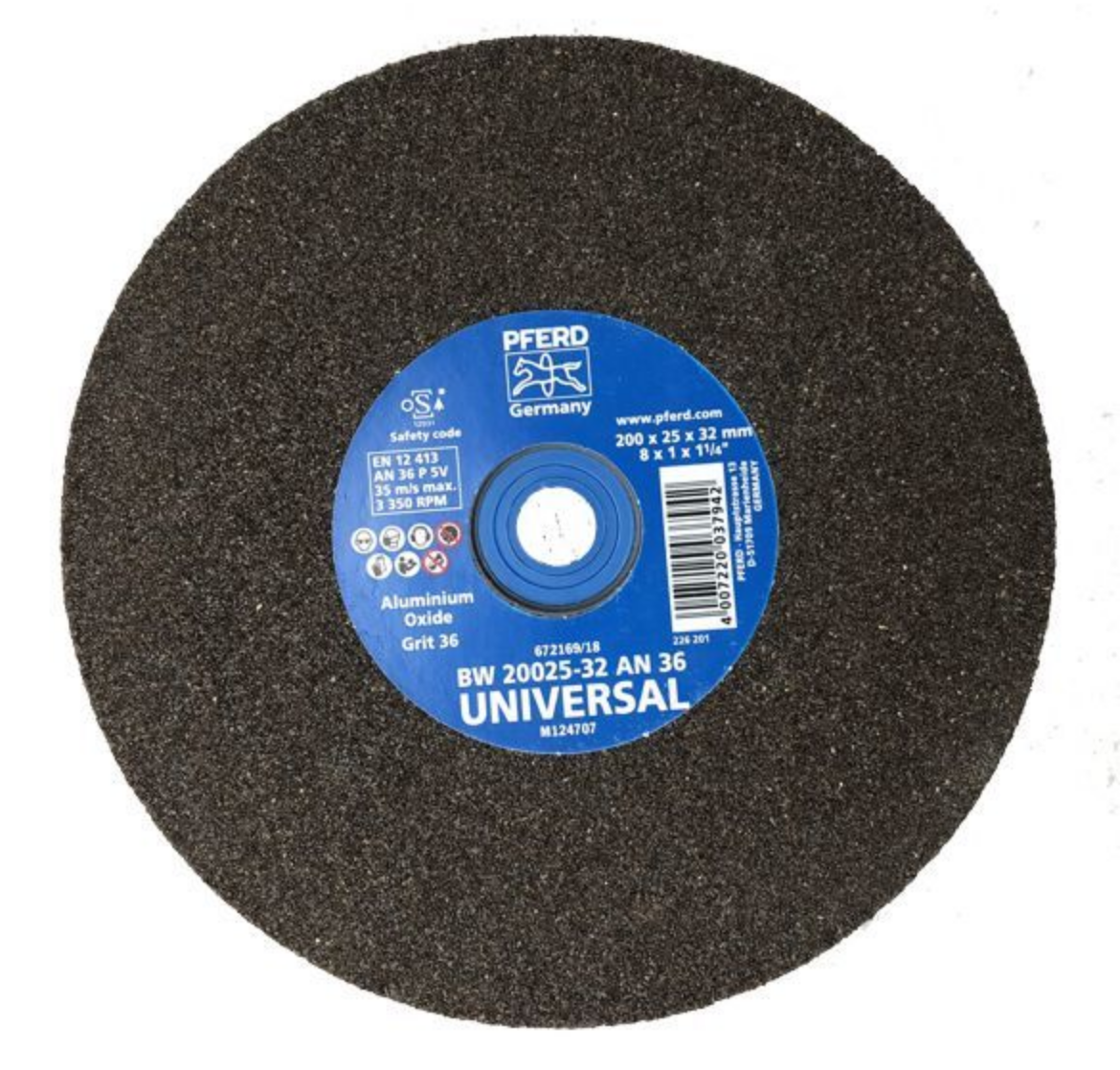 Picture of PFERD 200MM/8"  X 25MM  BENCH GRINDING WHEEL 36 GRIT ALUMINIUM OXIDE