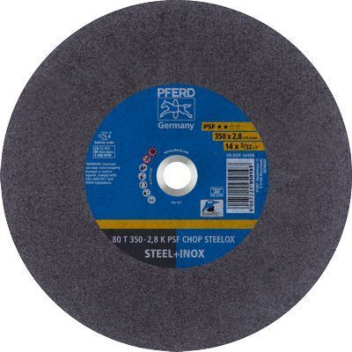 Picture of PFERD 14"/350MMX2.8MM CUT-OFF WHEEL - LOW SPEED STATIONARY - GP - STEEL STAINLESS STEEL 80T 350 - 2,8 K PSF (STEEL+INOX) - 25.4MM BORE