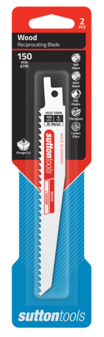 Picture of Recip Blade H523 Wood 150x19x1.27mm 6 TPI Bi-Metal 2PK