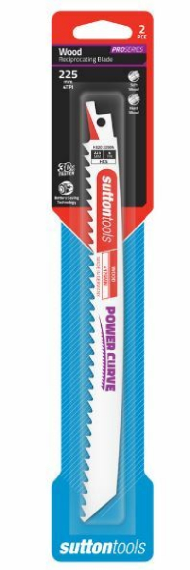 Picture of Recip Blade H520 Wood 225x19x1.05mm 4TPI HCS POWER CURVE 2PK