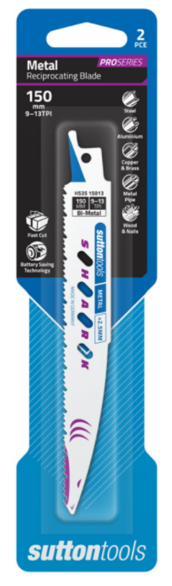 Picture of Recip Blade H535 Wood/Mtl SHARK 150x19x0.9mm 9-13TPI BiM 2PK