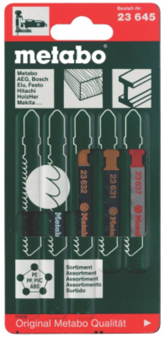 Picture of METABO JIGSAW BLADES 5 PACK ASSORTED (WOOD, METAL, PLASTIC)