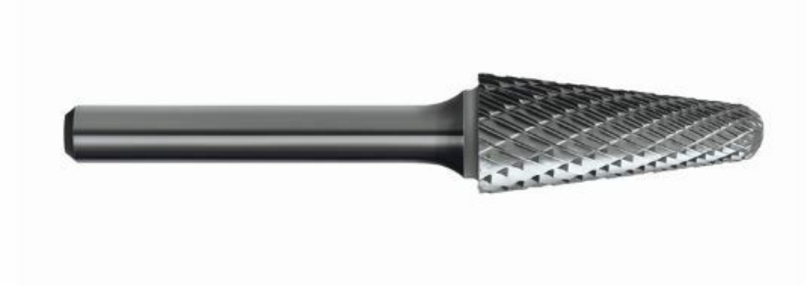 Picture of Carbide Burr - Double Cut - Taper Shape - 1/4" Shank - 1/2" x 1-1/8" - 2-7/8" OAL - B207 - Sutton Tools