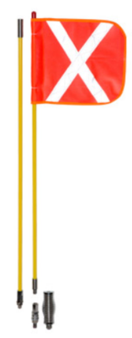 Picture of Whip Aerial Non-powered: 1.8m Length, 10x12" Flag, Two sections, w/Quick Release (WAN-QR) & Spring (WAN-S)