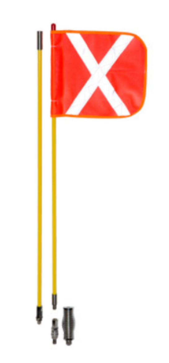 Picture of Whip Aerial Non-powered: 2.4m Length, 10x12" Flag, Two sections, w/Quick Release (WAN-QR) & Spring (WAN-S)