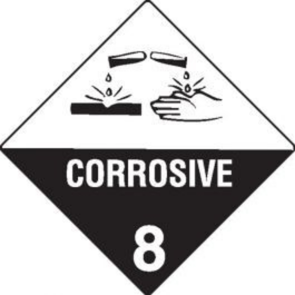 Picture of CORROSIVE 8 SIGN 270MMX270MM METAL Complies With Australian Standard AS 1216 2006