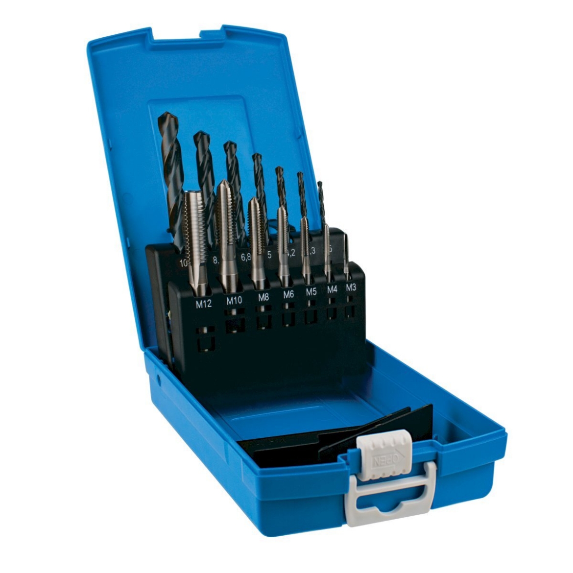 Picture of TAP T385 Metric Set 14 Pce ISO Taps & Drills - M3, M4, M5, M6, M8, M10, M12 + Tapping Drills 2.5, 3.3, 4.2, 5.0, 6.8, 8.5, 10.2mm