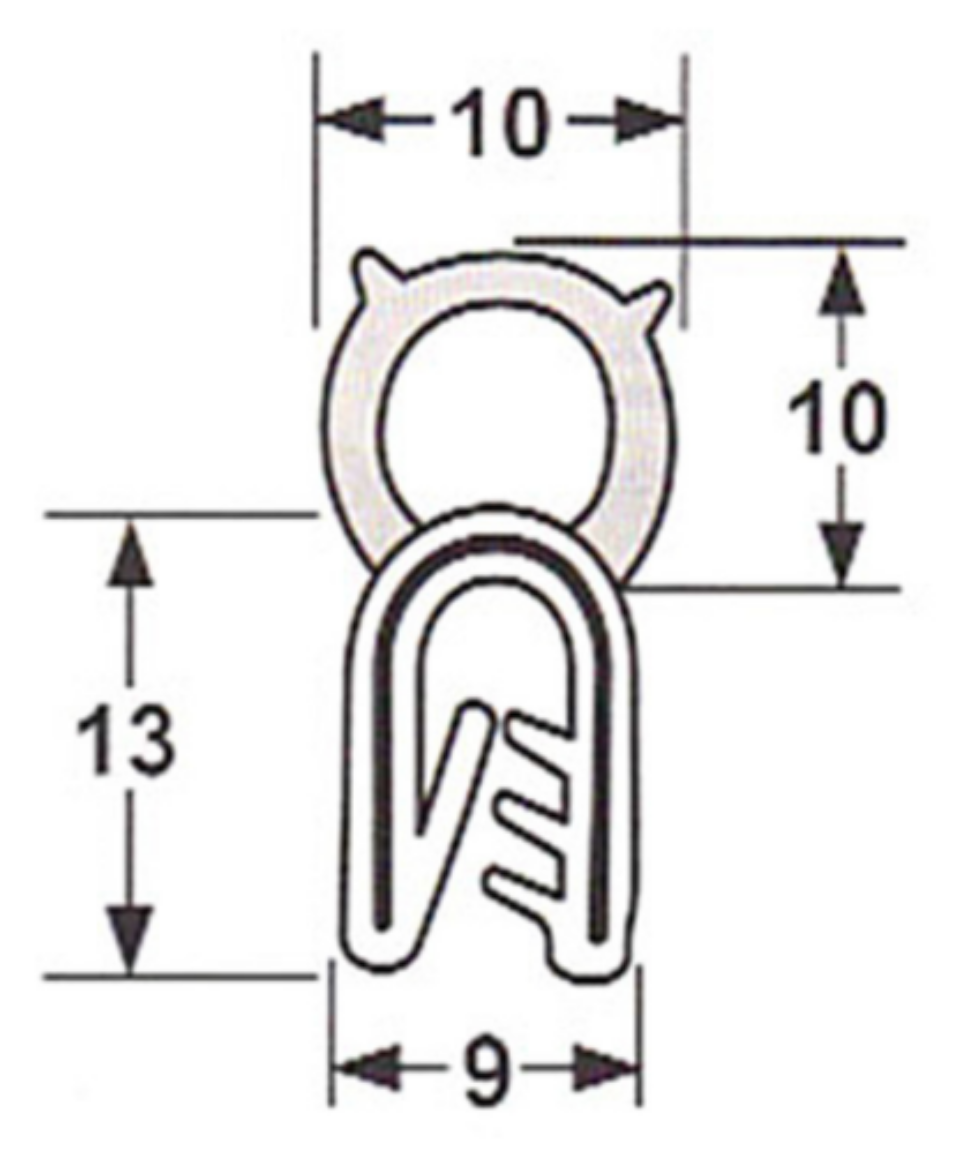 Picture of Pinchweld Metal caged PVC 'U' channel TOP bulb 5M