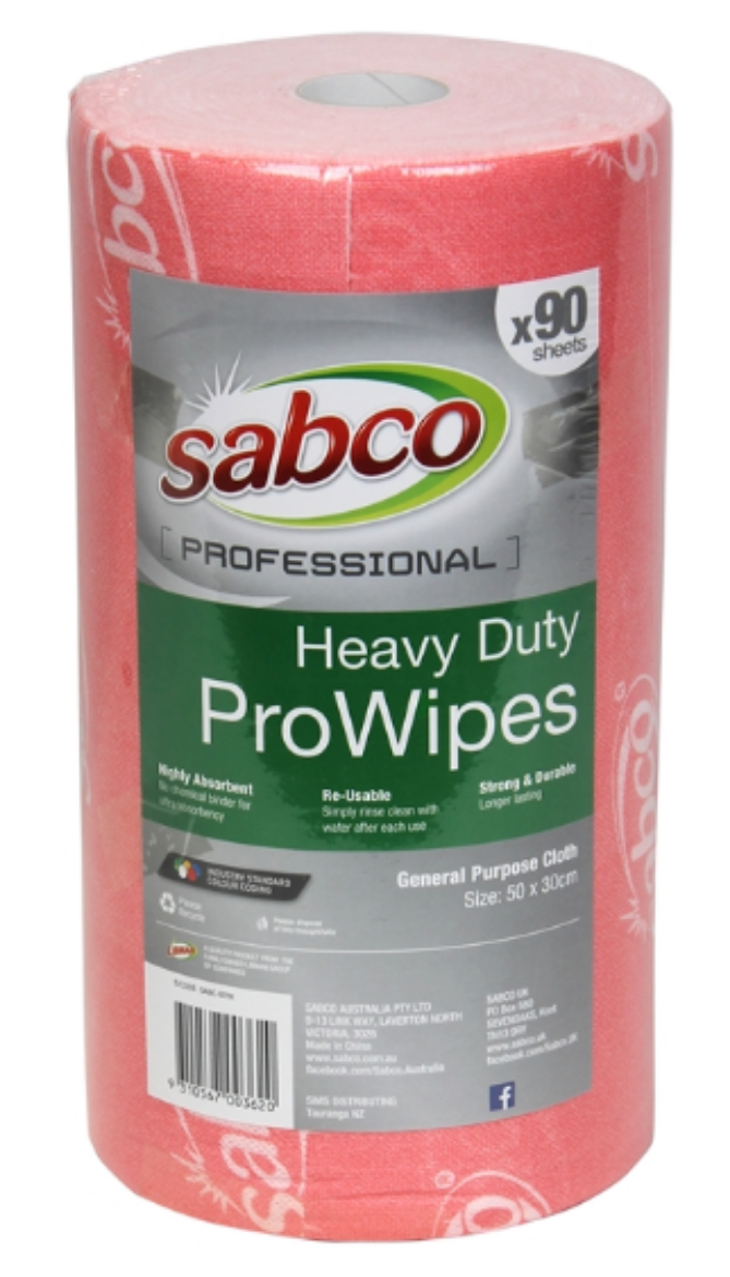 Picture of SABCO HEAVY DUTY PROWIPES RED 90 SHEET ROLL - 30 x 50CM
