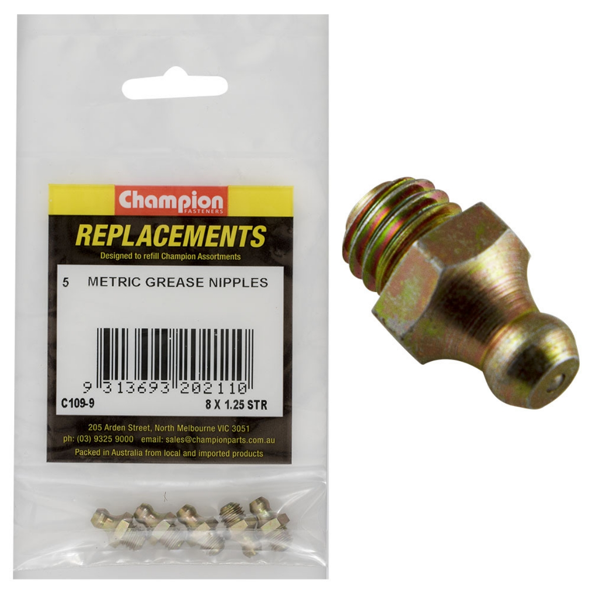 Picture of 8 x 1.25 STR GREASE NIPPLE (Pkt.5)