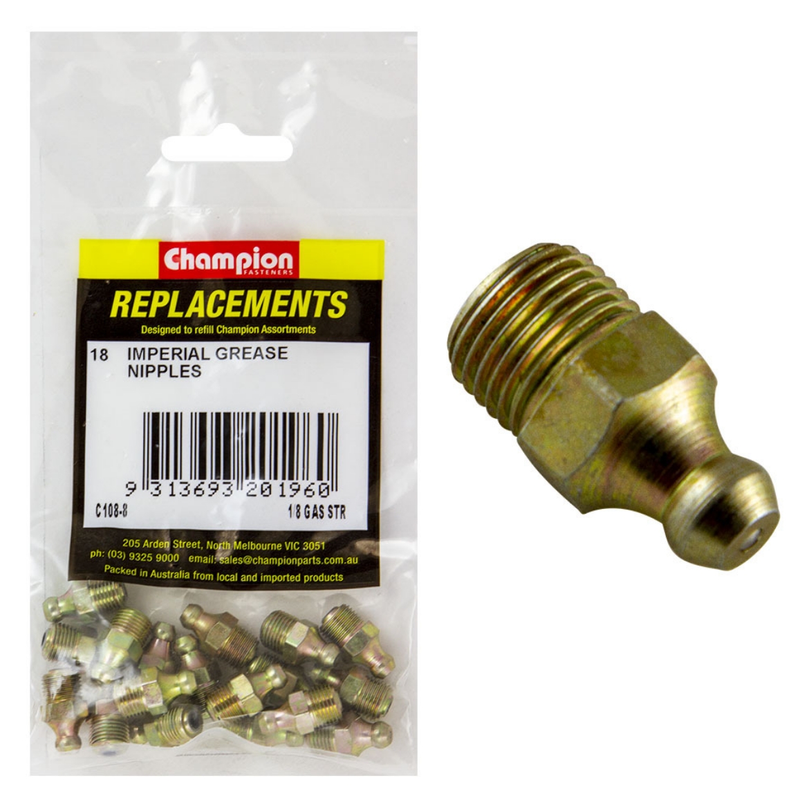 Picture of 1/8 GAS STR. GREASE NIPPLE (Pkt.18)