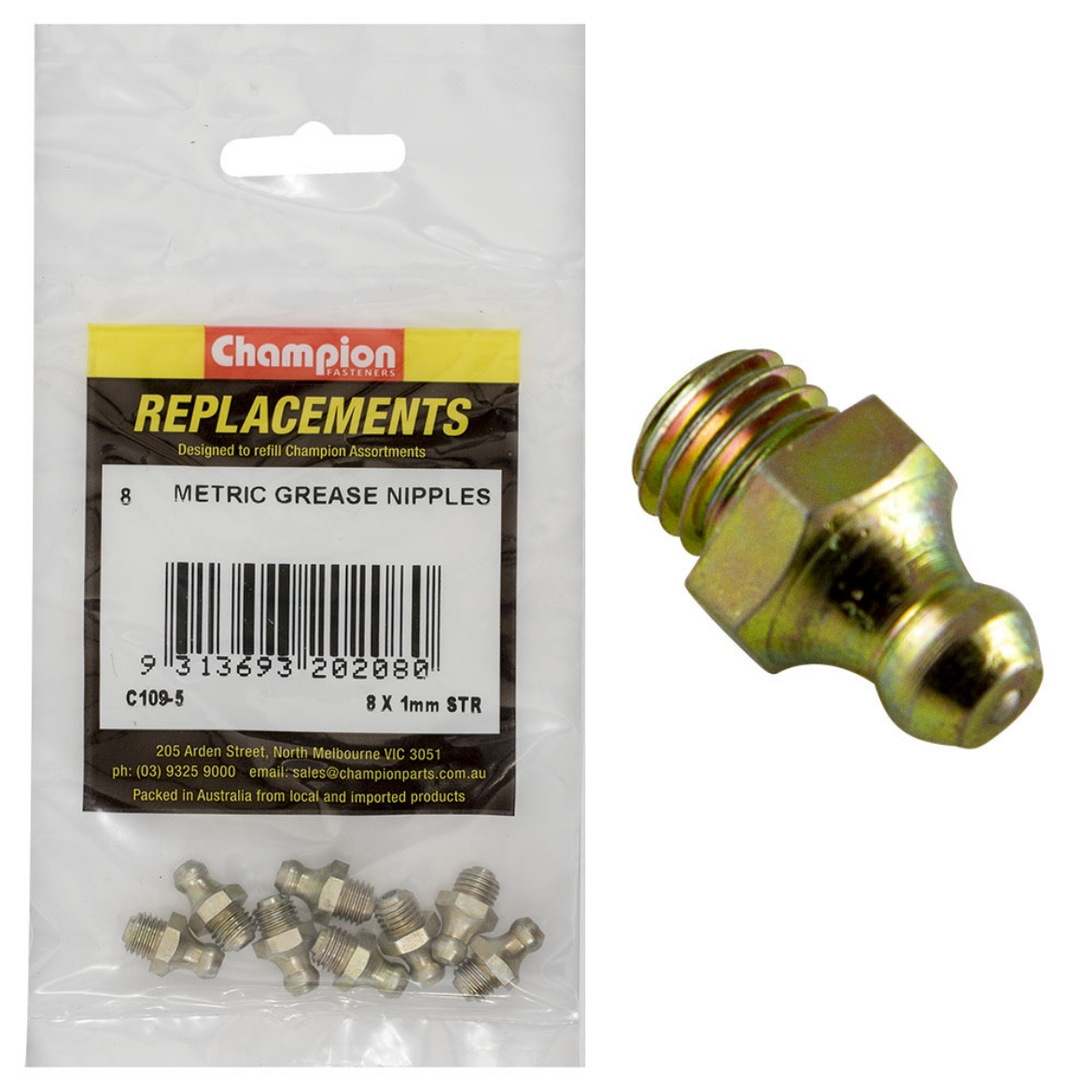 Picture of 8 x 1mm STR GREASE NIPPLE (Pkt.8)