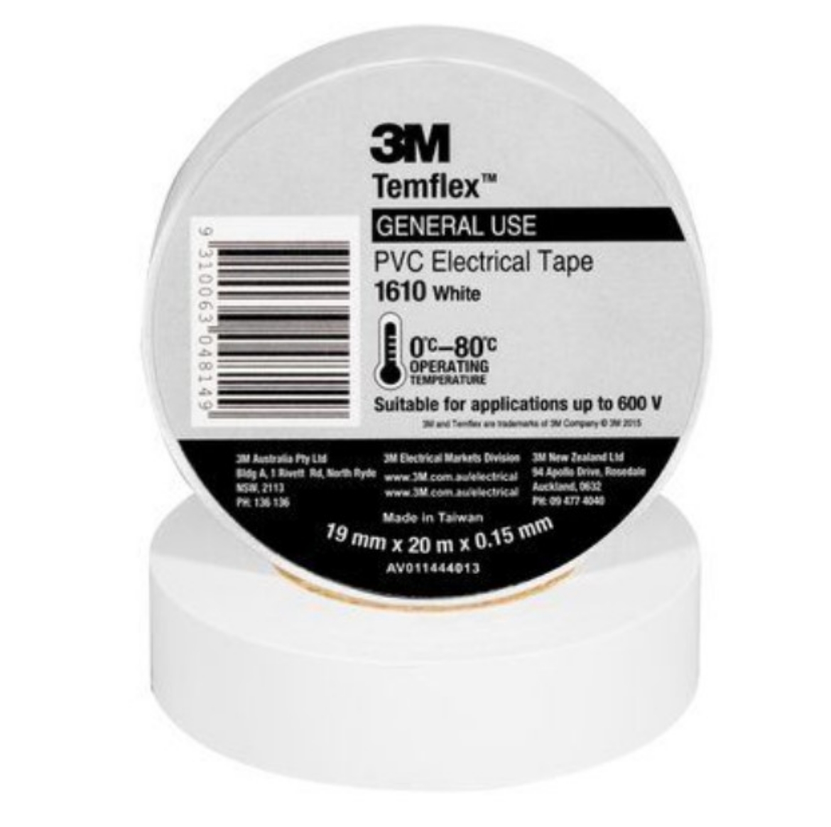 Picture of 3M™ Temflex™ 1610 General Purpose Vinyl Electrical Tape,White, 19 mm x 20 m