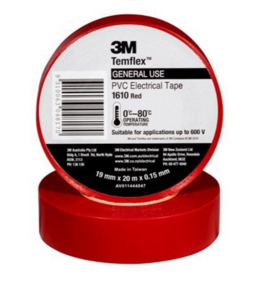 Picture of 3M™  Temflex™  1610 General Purpose Vinyl Electrical Tape, Red, 19 mm x 20 m