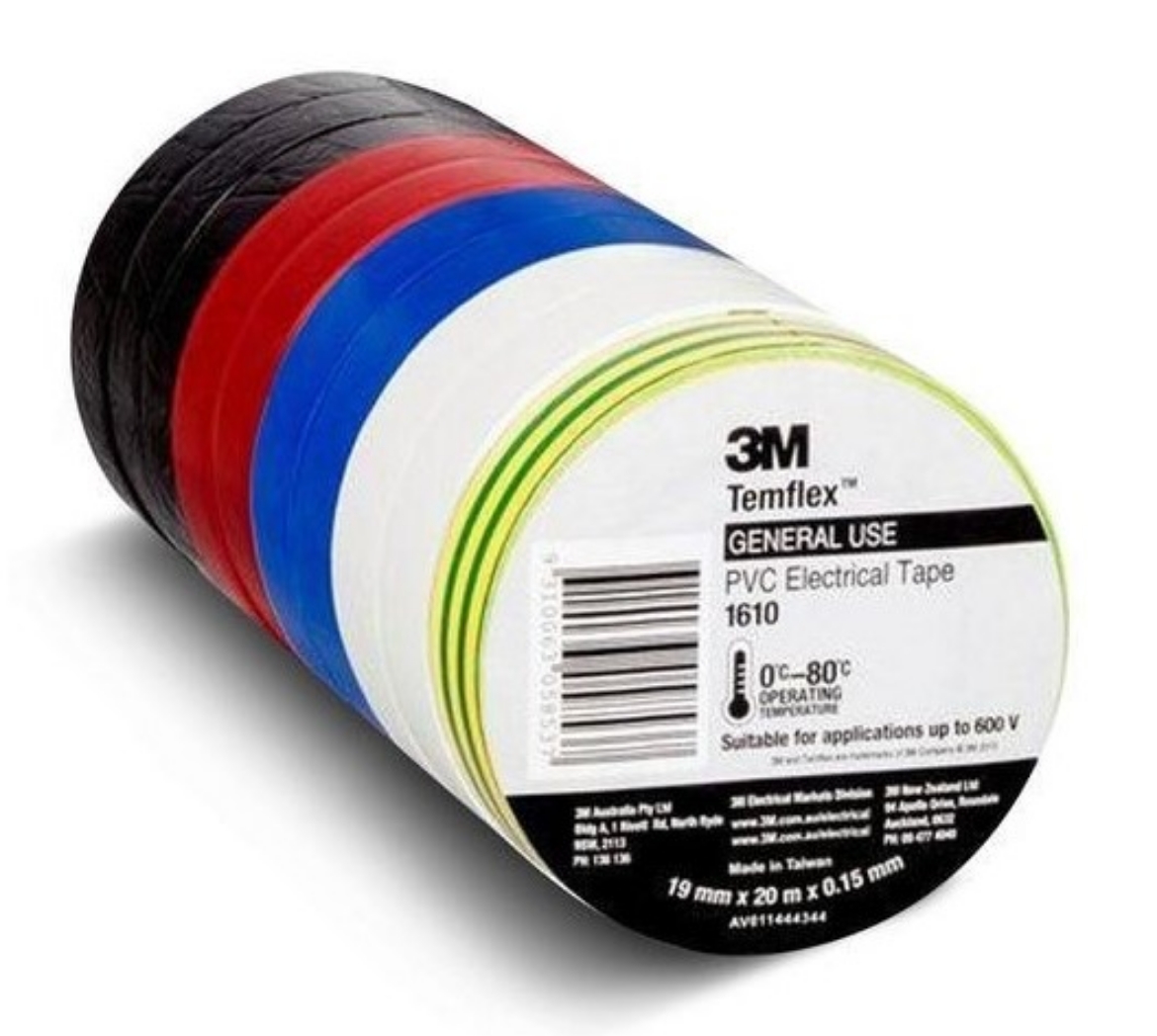 Picture of 3M™ Temflex™ 1610 General Purpose Vinyl Electrical Tape, Rainbow, 19mm x 20m