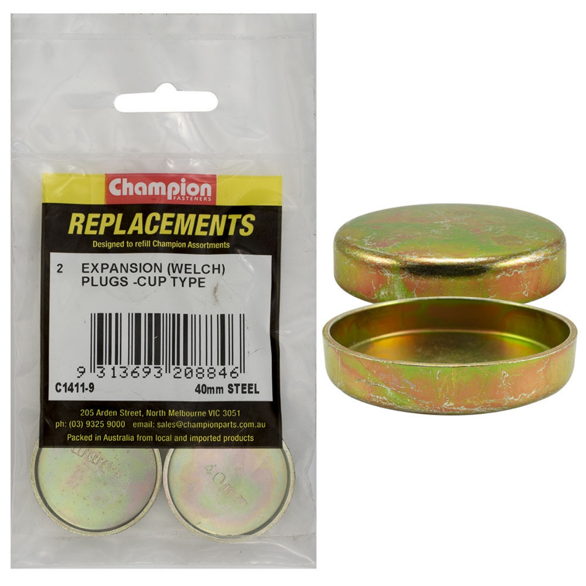 Picture of 40mm Expansion Plugs (Welch) - Cup Type - Steel (Pkt.2)