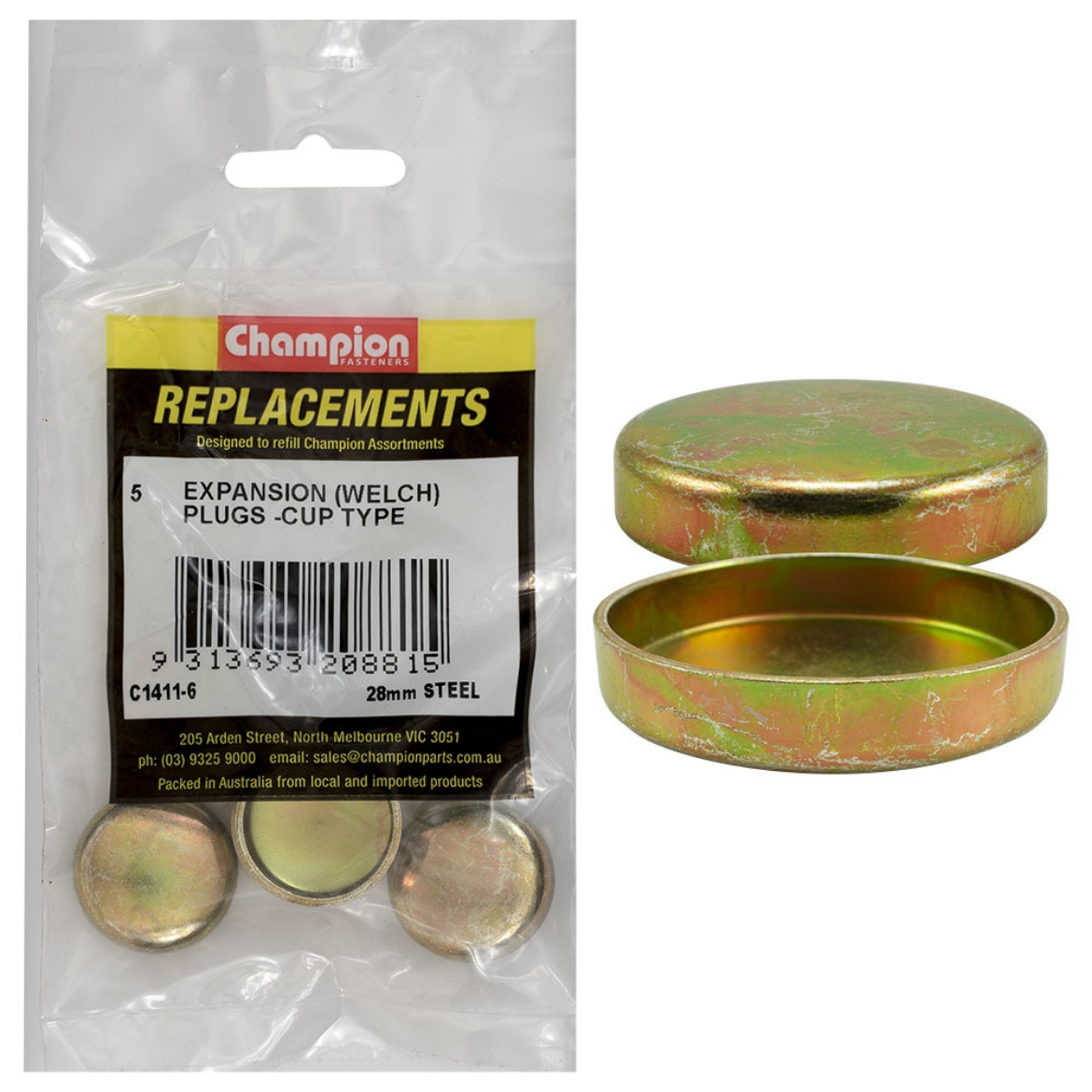 Picture of 28mm Expansion Plugs (Welch) - Cup Type - Steel (Pkt.5)