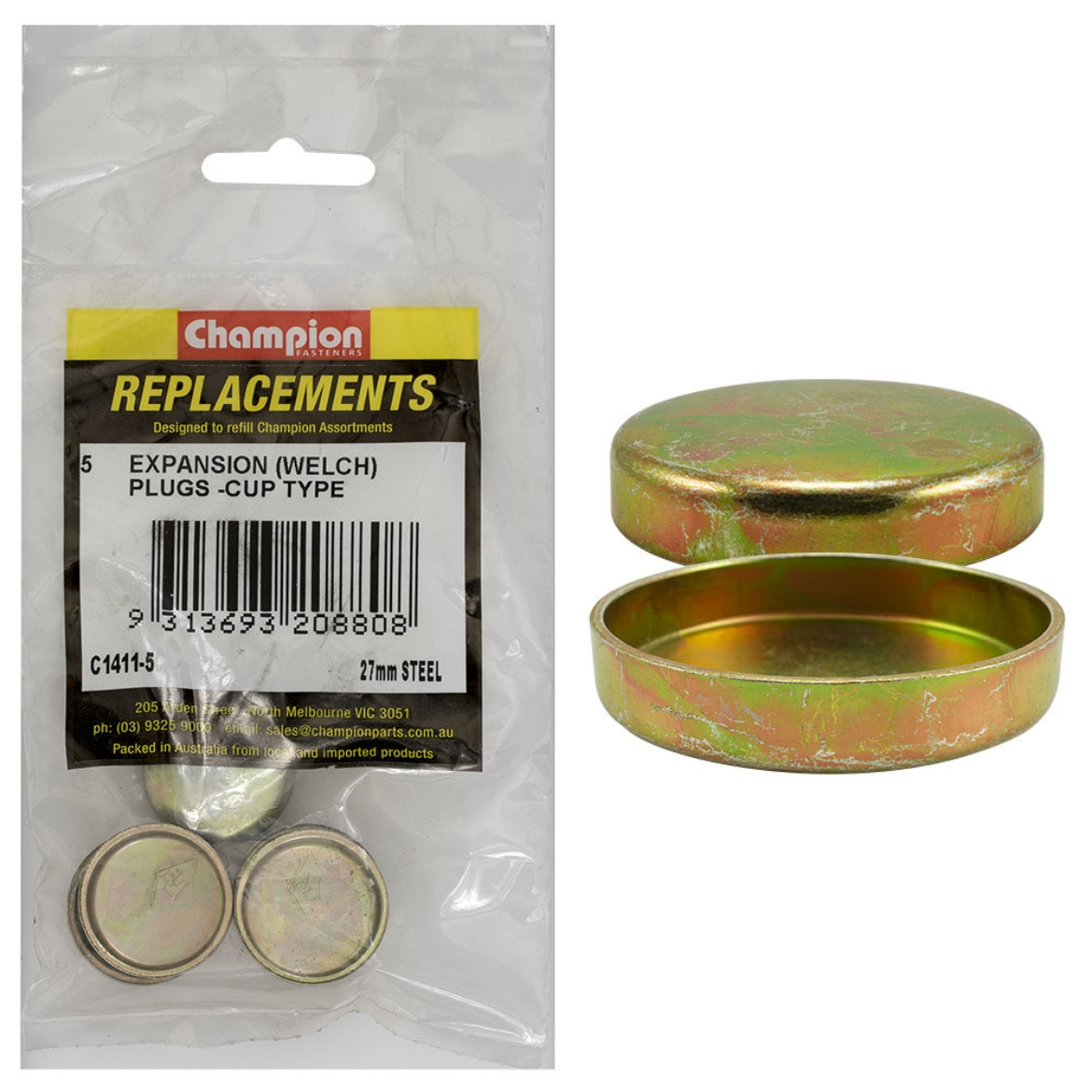 Picture of 27mm Expansion Plugs (Welch) - Cup Type - Steel (Pkt.5)
