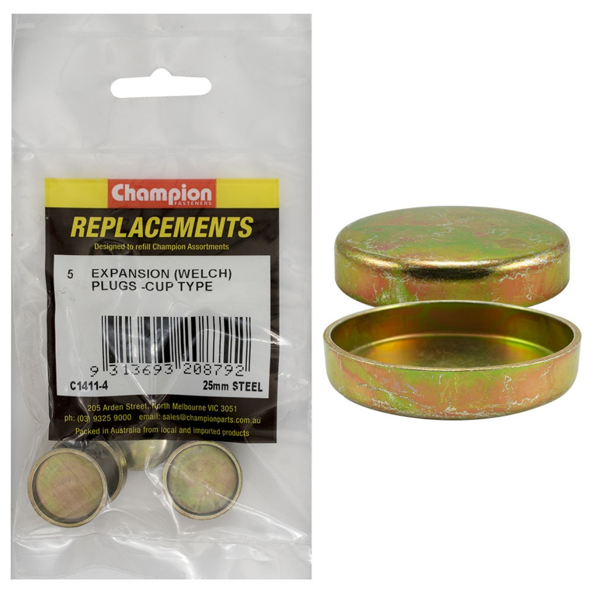 Picture of 25mm Expansion Plugs (Welch) - Cup Type - Steel (Pkt.5)