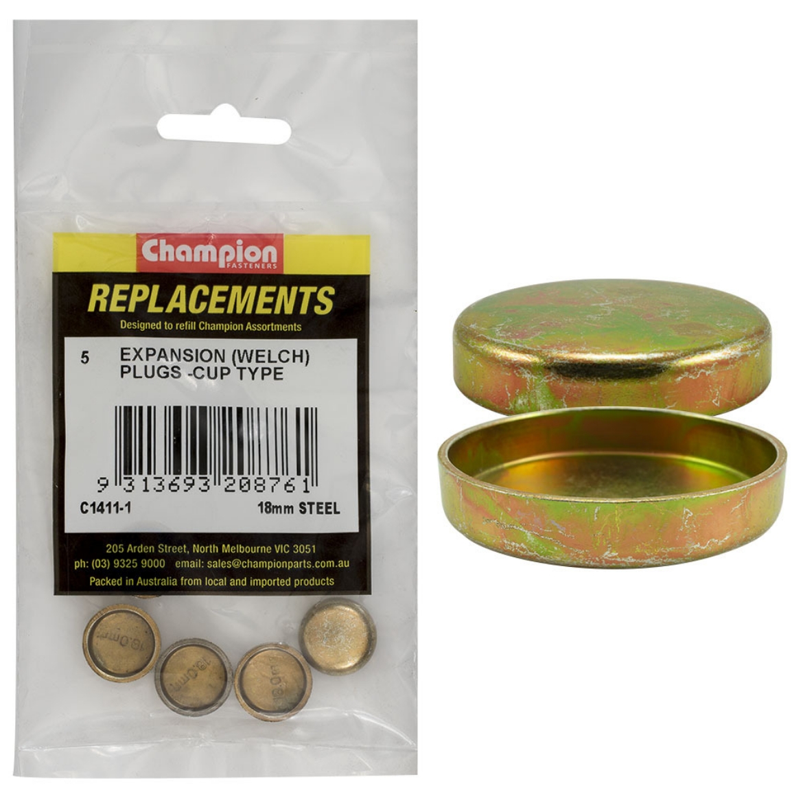 C14111 18mm Expansion Plugs (Welch) Cup Type Steel (Pkt.5) The