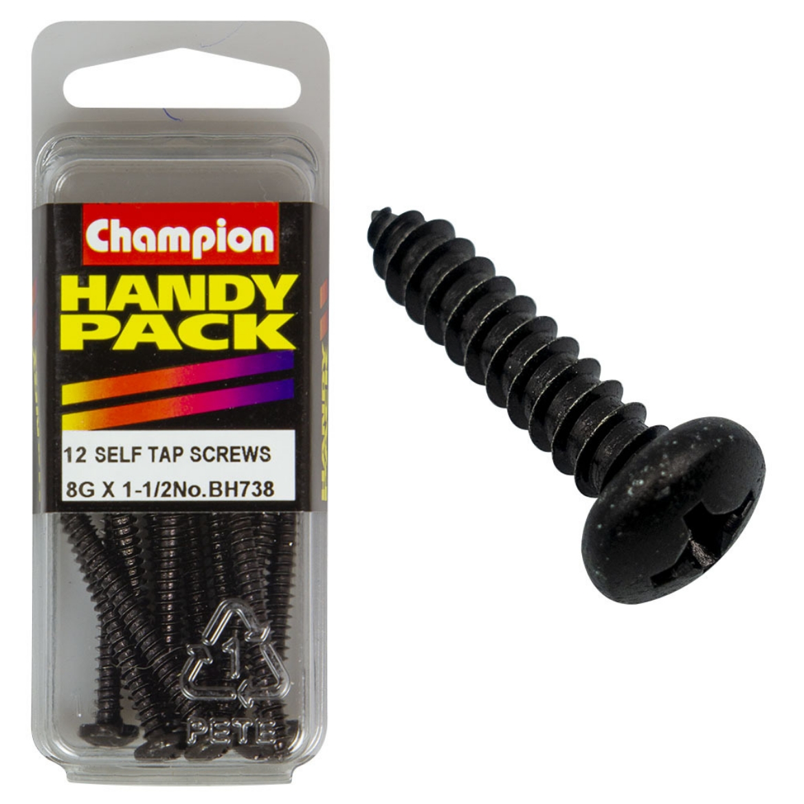 Picture of Handy Pk Self Tap Screw Blk Zinc 8g x 1-1/2 CST (Pkt.12)