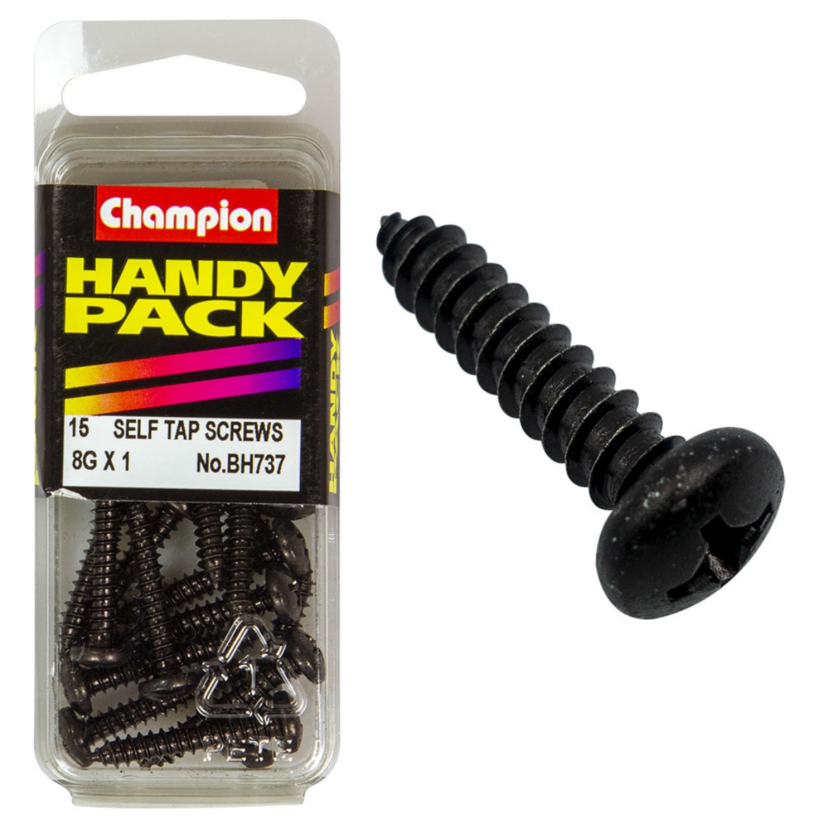 Picture of Handy Pk Self Tap Screw Blk Zinc 8g x 1 CST (Pkt.15)