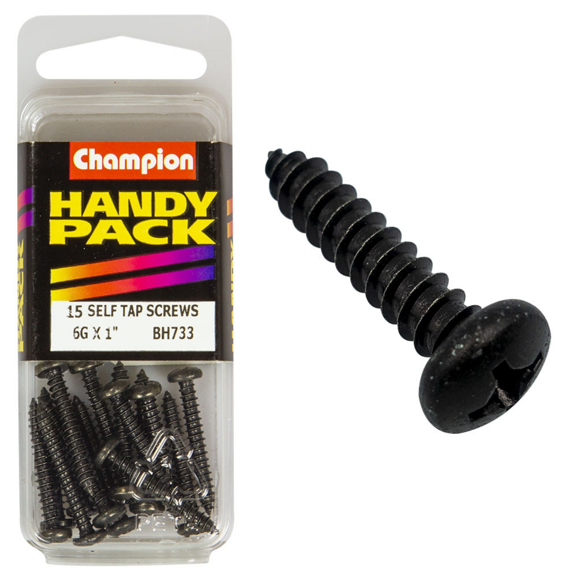 Picture of Handy Pk Self Tap Screw Blk Zinc 6g x 1 CST (Pkt.15)