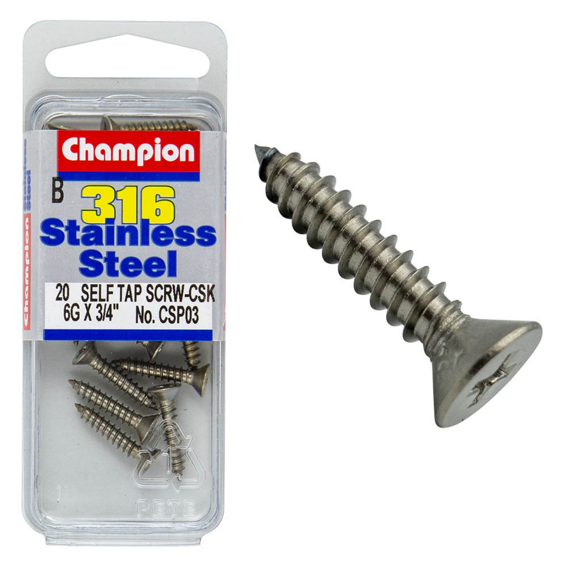 Picture of SELF TAPP SCREWS-CSK 6G x 3/4 (Pkt.20)