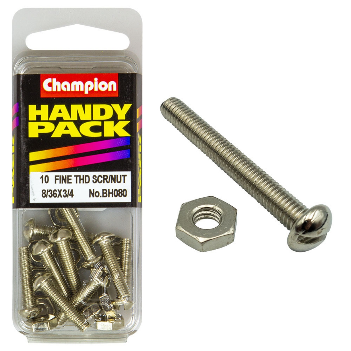 Picture of Handy Pk Fine Thread Screw/Nut 8/36x3/4 CFT (Pkt.10)