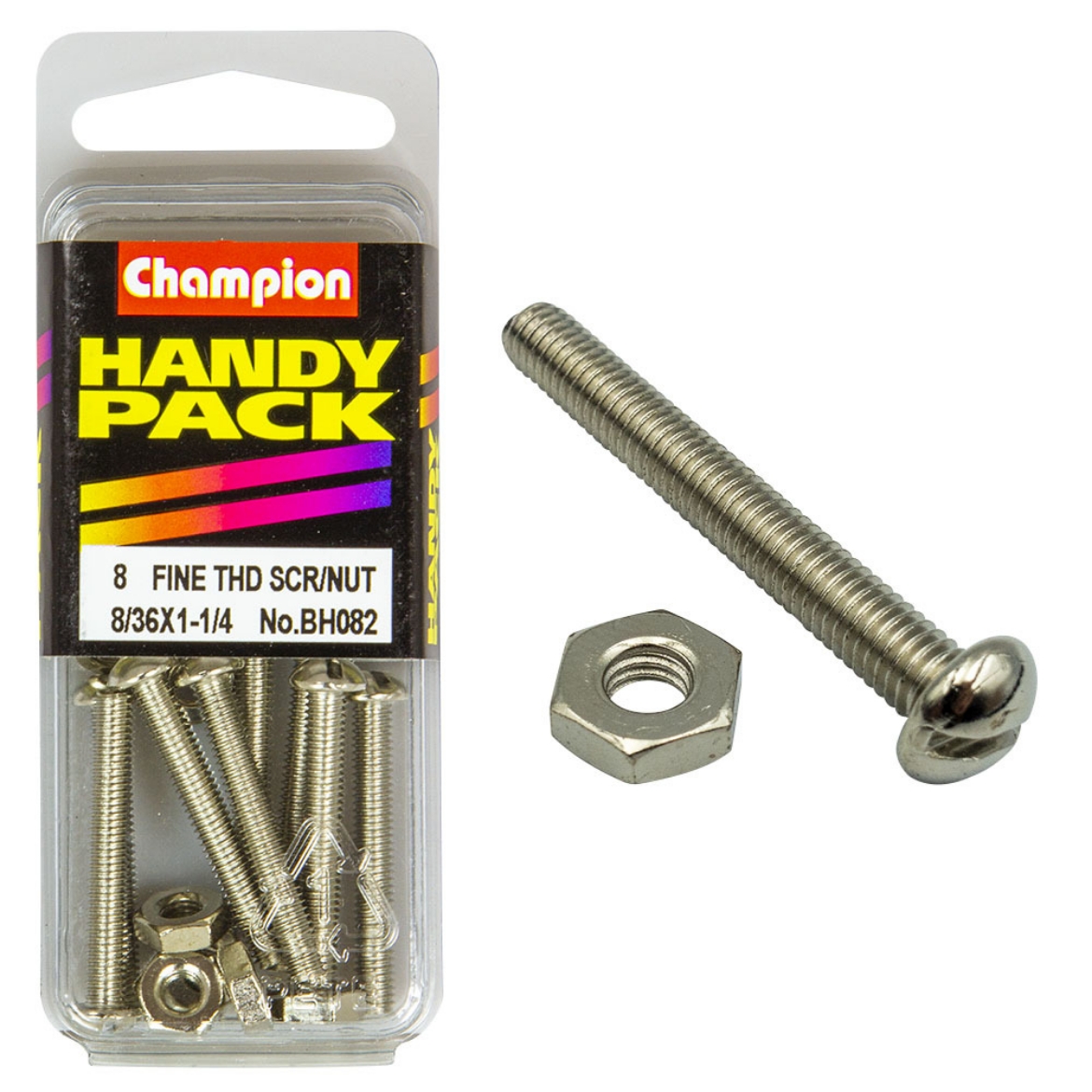 Picture of Handy Pk Fine Thread Screw/Nut 8/36x1-1/4 CFT (Pkt.8)