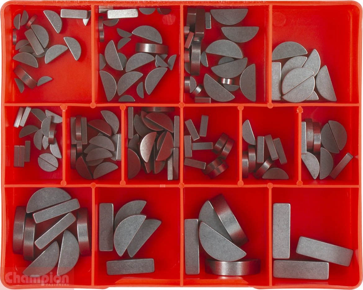 thumbnail image 2 of Metal Keys Set 80-Piece Woodruff Key Assortment - 8 Sizes Mechanical Fasteners Kit Mechanical Keys Set 2 of 10